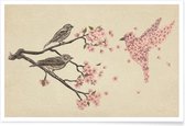 JUNIQE - Poster Blossom Bird -13x18 /Bruin & Ivoor