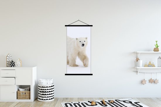 Porte-affiche avec affiche - Affiche scolaire - Ours polaire - Neige - Wit - 90x180 cm - Lattes noires