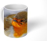 Mok - Koffiemok - Kuiken - Roodborstje - Sneeuw - Mokken - 350 ML - Beker - Koffiemokken - Theemok