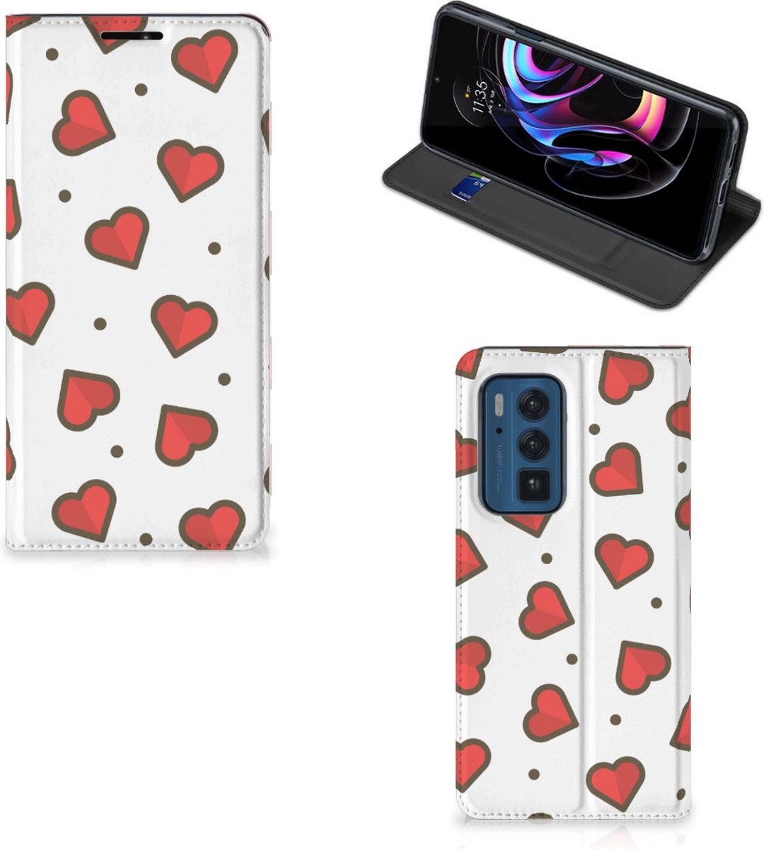 Motorola Edge 20 Pro Hoesje met Magneet Hearts