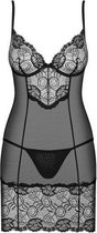 Alluria Neglig√© Met String - Zwart - Sexy Lingerie & Kleding - Lingerie Dames - Dames Lingerie - Nachtkleding