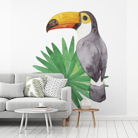 Papier peint photo peint vinyle - Illustration aquarelle d'un toucan largeur 300 cm x hauteur 300 cm - Tirage photo sur papier peint (disponible en 7 tailles)