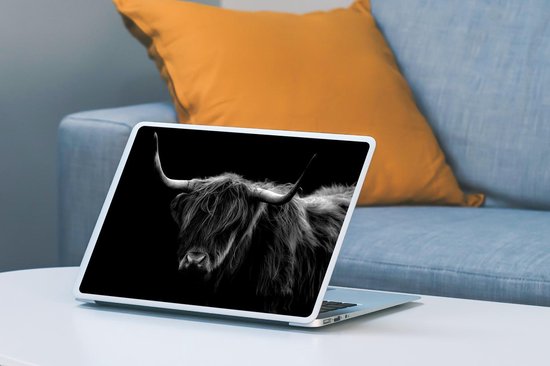 Autocollant pour ordinateur portable - 11,6 pouces - Highlander écossais - Cornes - Zwart - Animaux - Nature - Sauvage - Vache - 30x21cm - Autocollants pour ordinateur portable - Skin pour ordinateur portable - Housse