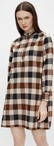 Object Jurk Objjohanna L/s Short Dress 118 .c 23037233 Sepia/checks Dames Maat - 38