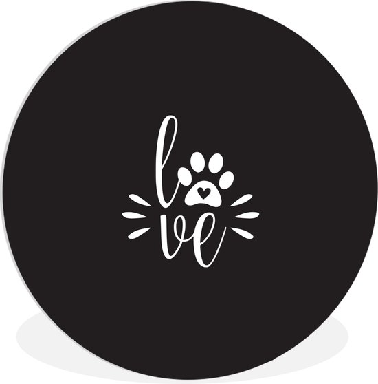 Citation Amour Avec Une Patte De Chien Sur Fond Noir Assiette En Plastique Cercle Bol Com