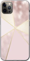 Coque iPhone 12 Pro Max - Marbre - Rose - Or - Chic - Siliconen