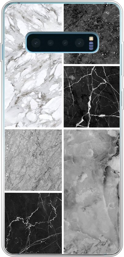 Coque Samsung Galaxy S10 Plus - Marbre - Zwart - Wit - Coque de téléphone en Siliconen