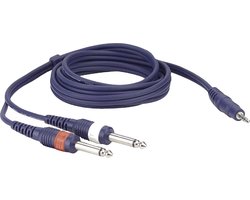 DAP Audio Mini Jack naar 2x Jack Mono Overgangskabel 1,5m - Mini Jack Stereo naar 2x Mono Jack - 1,5m