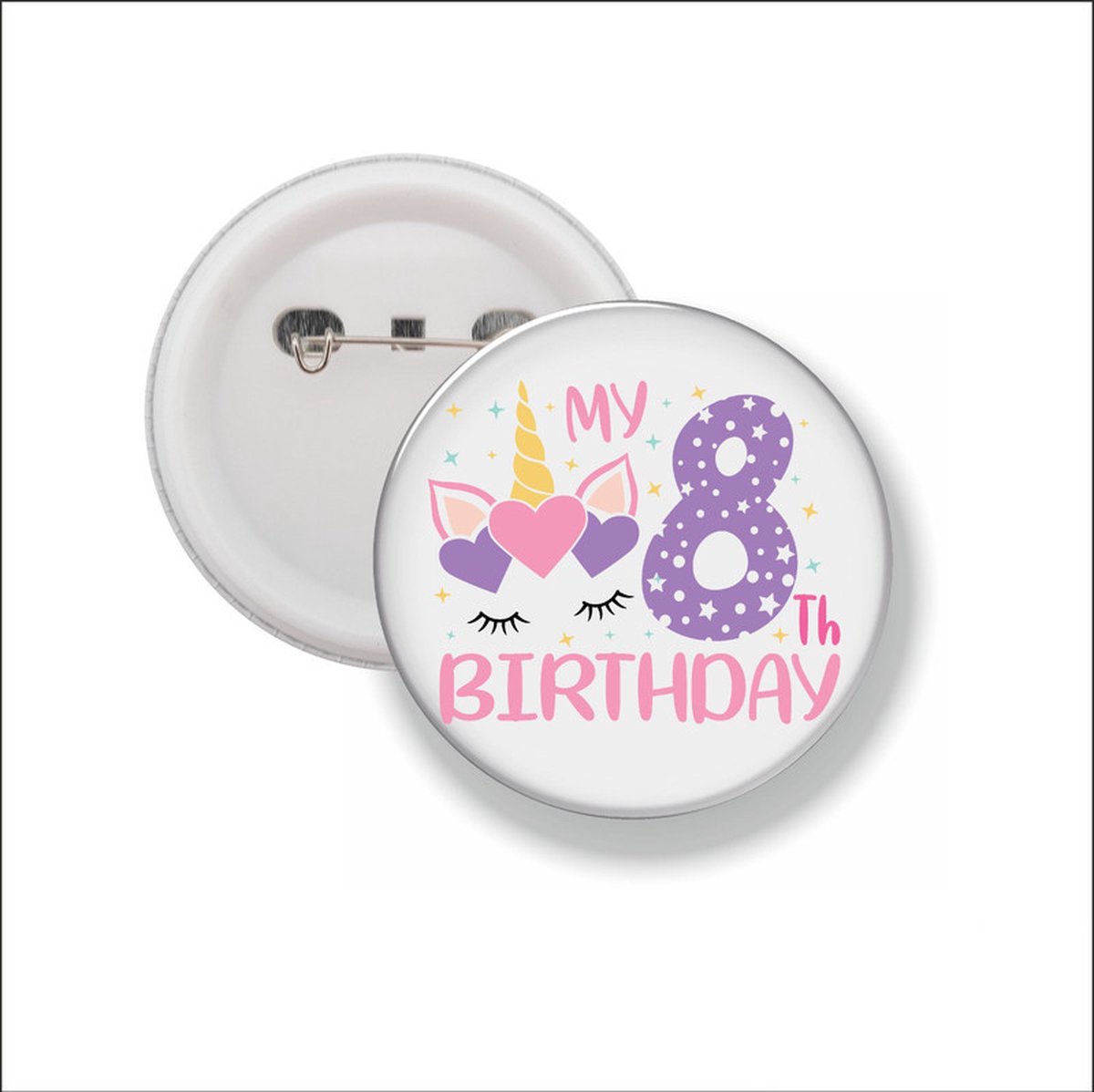 Afbeelding van product MC Living  Button Met Speld 58 MM - My 8th Birthday