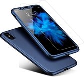 Mobiq 360 Graden beschermhoesje iPhone XR hoesje - Harde case - Inclusief screenprotector - Full body cover | Apple iPhone XR 6.1 inch - Blauw | Blauw