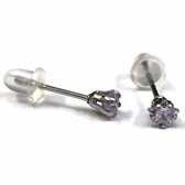 Aramat jewels ® - Zirkonia zweerknopjes ster 4mm oorbellen lila chirurgisch staal