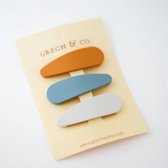 Haarclips set van 3 - golden, light blue, buff