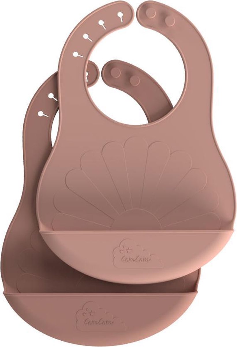 Goedkoopste Cam Cam siliconen slabbetjes flower mix van twee - roze