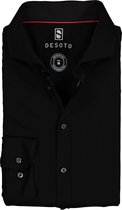 DESOTO slim fit overhemd - stretch tricot - zwart - Strijkvrij - Boordmaat: 47/48
