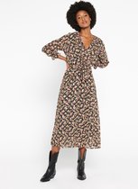 LOLALIZA Maxi wikkeljurk met bloemenprint - Zwart - Maat 40