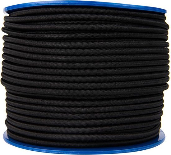 Elastisch koord 6mm zwart trapezekoord - 25 meter van Merkloos — afbeelding 2