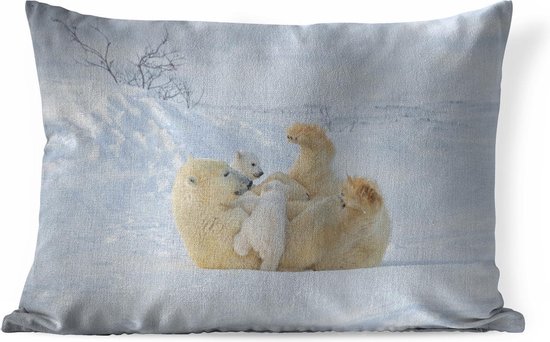 Coussins Salon - Jouer aux ours polaires dans un paysage de neige - 60x40 cm