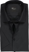 VENTI modern fit overhemd - korte mouw - zwart - Strijkvrij - Boordmaat: 40