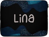 Laptophoes 15.6 inch - Lina - Pastel - Meisje - Laptop sleeve - Binnenmaat 39,5x29,5 cm - Zwarte achterkant
