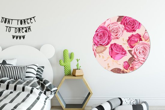 WallCircle - Cercle mural - Cercle mural - Roses - Fleurs - Motif - Aluminium - Dibond - 90x90 cm - Intérieur et Extérieur