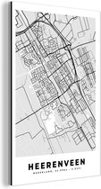 Wanddecoratie Metaal - Aluminium Schilderij Industrieel - Stadskaart - Heerenveen - Grijs - Wit - 100x150 cm - Dibond - Foto op aluminium - Industriële muurdecoratie - Voor de woonkamer/slaapkamer - Plattegrond
