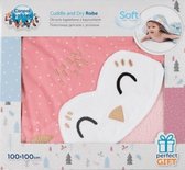 Canpol Babies baby handdoek 100x100cm, 100% katoen, Uil Roze