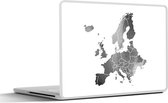 Laptop sticker - 10.1 inch - Europakaart in waterverf - zwart wit - 25x18cm - Laptopstickers - Laptop skin - Cover