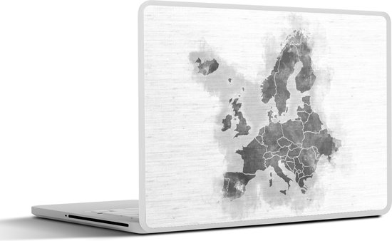 Laptop sticker - 10.1 inch - Kaart - Europa - Zwart - Wit - 25x18cm - Laptopstickers - Laptop skin - Cover