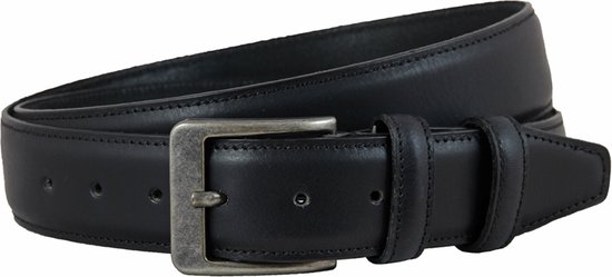 Landley Nette Premium Heren Riem - Breedte 4 cm - Brede Pantalon Riem - Hoogwaardig Volnerf Leer Broekriem - Zwart - Lengte totaal 115 cm / Riemmaat 95