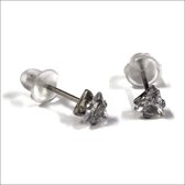 Aramat jewels ® - Zirkonia zweerknopjes driehoek 4mm oorbellen transparant chirurgisch staal