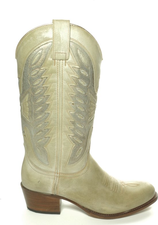 Sendra Boots 8850 Debora Groen Dames Ibiza Gipsy Cowboy Western Laarzen Bewerkte Schacht Ronde Neus Beetje Schuine Hak Handgemaakt Echt Leer Maat 36