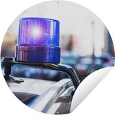Tuincirkel Zwaailicht van politieauto op een burgerauto - 120x120 cm - Ronde Tuinposter - Buiten XXL / Groot formaat!