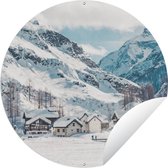 Tuincirkel Alpen - Sneeuw - Bergen - 120x120 cm - Ronde Tuinposter - Buiten XXL / Groot formaat!