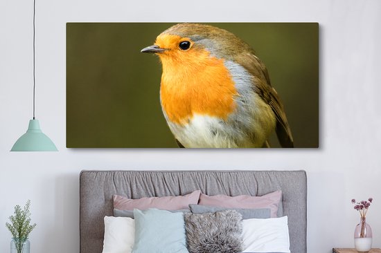 Tableau sur Toile Robin - Branche - Printemps - 160x80 cm - Décoration murale