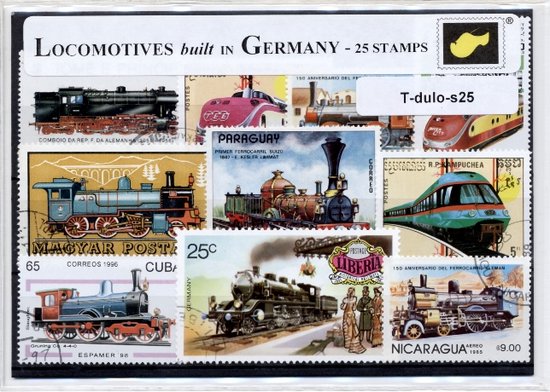 Afbeelding van het spel Locomotieven gebouwd in Duitsland – Luxe postzegel pakket (A6 formaat) : collectie van 25 verschillende postzegels van Duitse locomotieven – kan als ansichtkaart in een A6 envelop - authentiek cadeau - kado - geschenk - kaart - treinen - transport