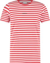 Purewhite -  Heren Slim Fit   T-shirt  - Rood - Maat L