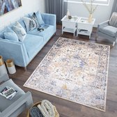 Tapiso Asthane Vloerkleed Beige Blauw Gebloemd Modern Woonkamer Tapijt Maat- 120x170