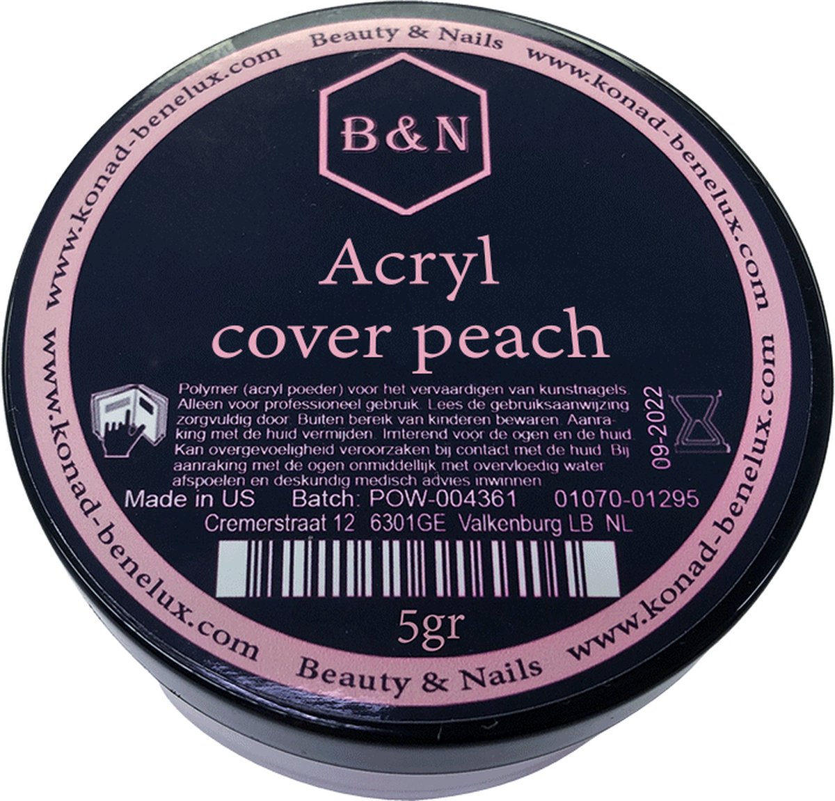 Acryl - cover peach - 5 gr | B&N - acrylpoeder - VEGAN - acrylpoeder
