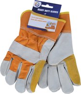 3x paar leren werkhandschoenen oranje/grijs voor volwassenen - Handschoenen voor tuin en kluswerkzaamheden.