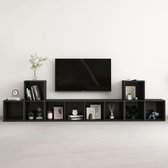 Decoways - 5-delige Tv-meubelset spaanplaat hoogglans zwart