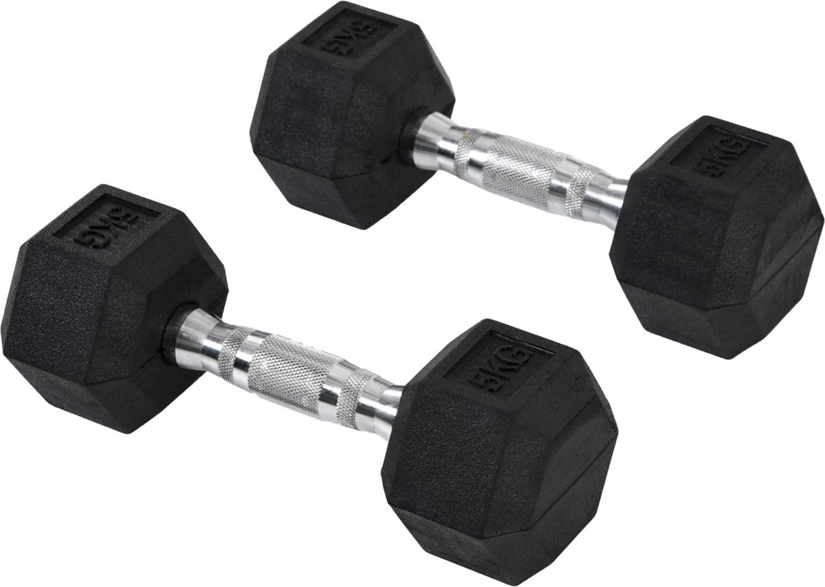 Fitgoodz - Dumbbells - Hexa dumbbell - Set 2x 5 Kg - Hex Dumbbel - Krachttraining - Crossfit