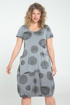 Paprika Dames Bedrukte jurk met opbollende boord - Jurk - Maat 54