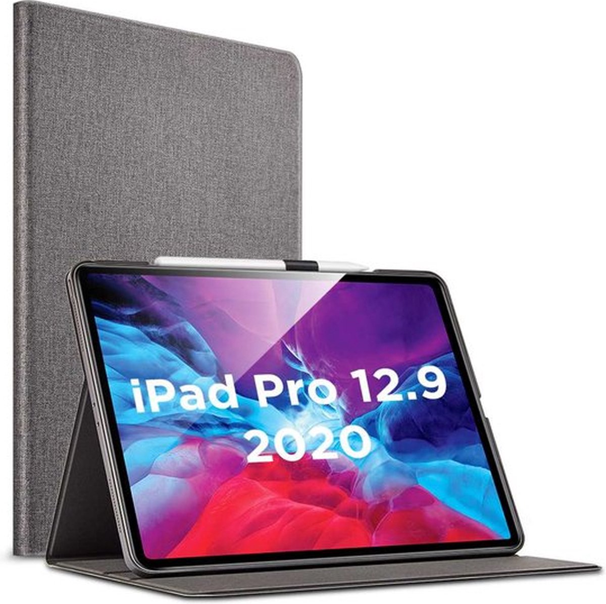 iPad Pro 12.9 (2020) hoes - Book Case Urban Simplicity Holder - Grijs