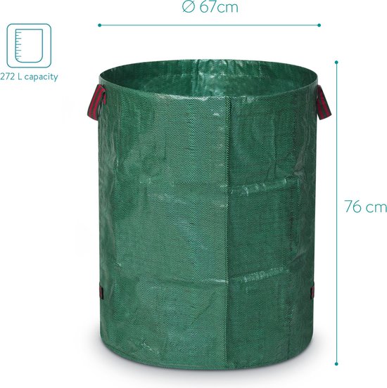Sac poubelle de jardin réutilisable Navaris 272 litres - Set de 3 pièces -  Sac de