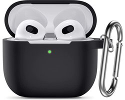 Hoesje Geschikt voor Apple Airpods 3 hoesje Silicone Case Zwart - Hoesje Geschikt voor Apple Airpodss 3 Case Siliconen Hoes - Hoesje Geschikt voor Apple Airpodss 3 Hoes Cover