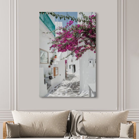 Toile Peinture Wit - Route - Grèce - 120x180 cm - Décoration murale XXL