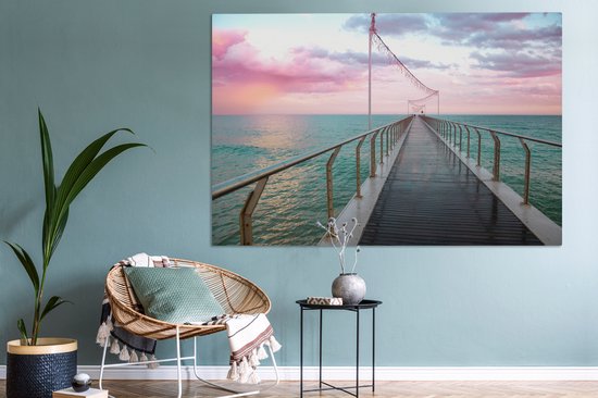 Tableau sur toile Coucher de soleil catalan au bord de la mer en Espagne - 180x120 cm - Décoration murale XXL