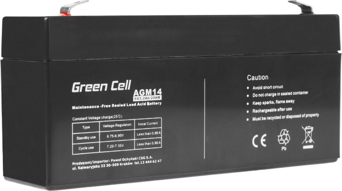 AGM Batterij 6V 3.3Ah.