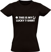 This is my lucky Dames t-shirt | geluk | kleren | kleding | cadeau | Zwart