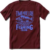 Time To Relax - Vissen T-Shirt | Grappig Verjaardag Vis Hobby Cadeau Shirt | Dames - Heren - Unisex | Tshirt Hengelsport Kleding Kado - Burgundy - L